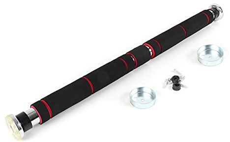 Wiltec Klimmzugstange aus Stahl, max. 160 kg, für Türrahmen 62-85 cm, Reckstange mit Softgrip, Turnstange, Türreck, Krafttraining