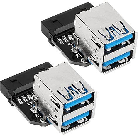 CERRXIAN 2 adattatori da 19 pin a doppio USB 3.0 A, scheda madre da desktop 19/20 pin Prot a doppia USB 3.0 femmina, tipo verticale PCBA