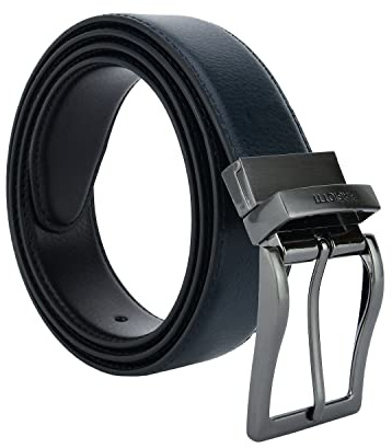 Laura Biagiotti Cintura Reversibile Uomo In Vera Pelle, alta 3,5cm, Regolabile e Accorciabile (115 (taglia 48-52), Nero e Blu)