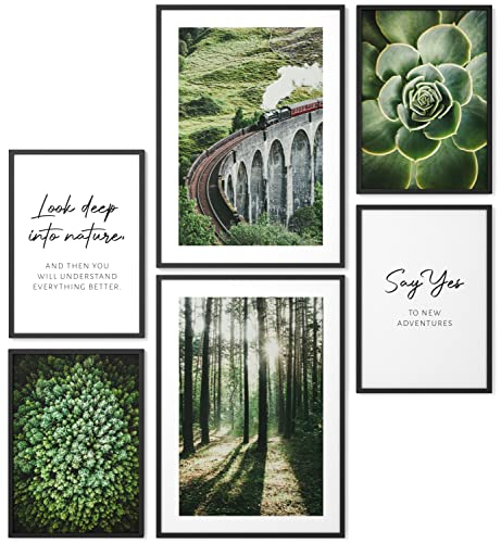 Papierschmiede® Mood Poster Set Green Explorer, Bilder Wohnzimmer Deko Schlafzimmer, 2x DIN A4 und 4x DIN A5, Reisen Natur Abenteuer Grün - Wandposter ohne Rahmen