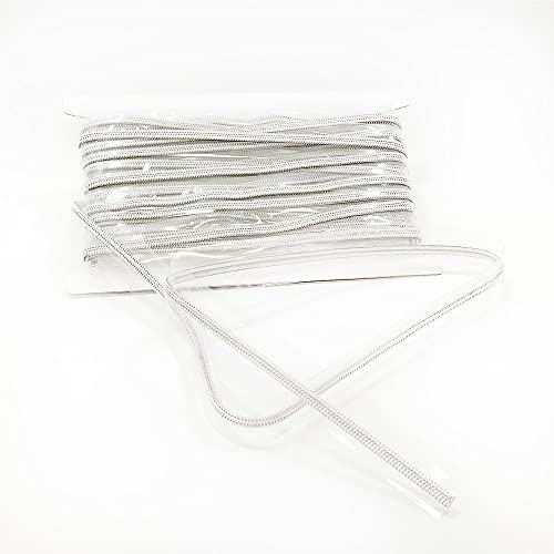 4 Metros Cremallera Continua Transparente + 10 Cursores Deslizadores de Plástico 5#, Cremallera para Coser Ropa, Cremallera de Costura, Cremallera por Metros, (4 Metros, Blanco2)