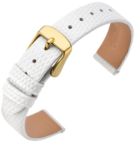 ANNEFIT Cinturino Pelle 13mm Cinturini per Orologi Donna, Fibbia in Acciaio Inossidabile Oro (Bianca)