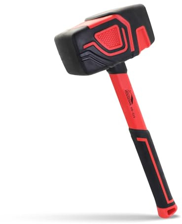 HOUSERAN Maillet anti Rebond 1100g, Maillet en caoutchouc, Petit Marteau, pour la Pose de Sols, la Menuiserie et l'Artisanat, Rouge et Noir
