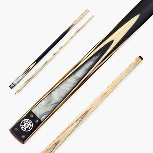 Jonny 8 Ball 2pc WHITE MARBLE Matching Ash Centre Joint Snooker and English Pool Cue with 9mm Tip (White)