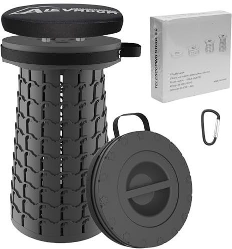 ALEVMOOM Upgraded H 19.7 Collapsilbe Stool with 1.38 Thick Cushion,1000 lbs Capacity Wider & Taller Heavy Duty, Portable and Foldable Adjustable Telescoping Stool for Camping Hiking BBQ