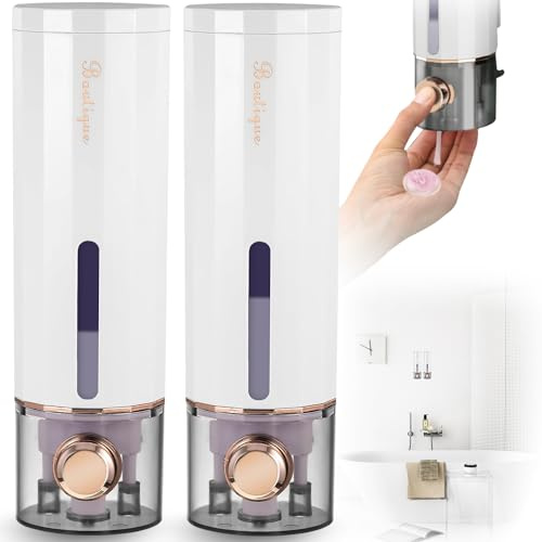 Tyafzzn 2 Stück 450ml Seifenspender Wandbefestigung Ohne Bohren | Aus ABS Gefertigt | BPA-Frei | Auslaufsicher | Mit Visuelles Fenster | Einfache Montage | Korrosionsbeständig | Rostfrei