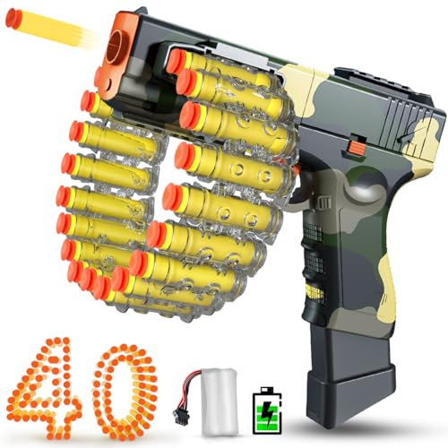 VATOS Elektrische Spielzeugpistole für Kinder,mit Kettenmagazin (18 Darts Clip),Automatische & Manuelle Foam Blaster mit 40 Darts,Spiele Spielzeug Geschenk für 6-12 Jahre alt Jungen Mädchen