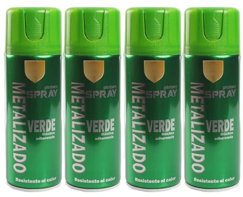 various-Pintura Spray Metalizado Verde Brillo Multicolor Profesional 400ml Adecuado Metal Madera y Plástico Pack de 4 unidad