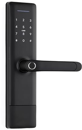 Serratura Smart con Maniglia Intelligente e Controllo via App TTLock – Apertura con Impronta Digitale, Codice o Smartphone – Serratura Elettrica con Cilindro per Porta Interna o Cancello Esterno