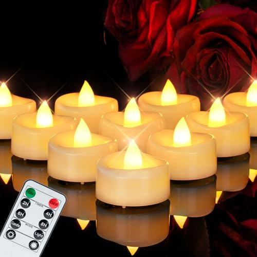merrynights Remote Candles, 12 Pack Flameless Tea Lights Candle Battery Operated, 400+Hours LED Tea Lights with Remote, Timer Battery Votive Candle for Holidays Wedding Home