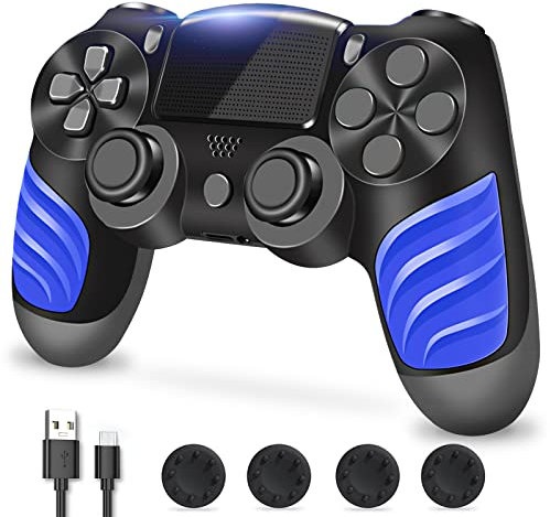 gamtooy Controller Wireless compatibile con la console Play4/Slim/Pro, Joystick P4, Controller PC cablato, con giroscopio a 6 assi, touch pad