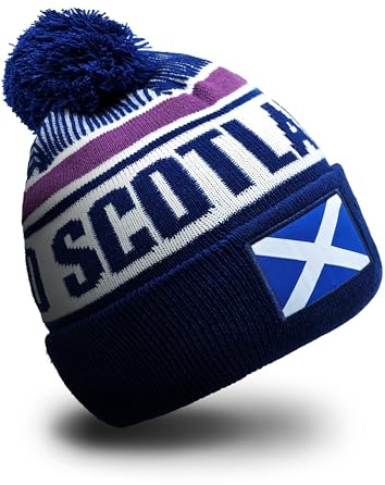 Strength & Honour Scotland Beanie Hat with Pom Pom - Scottish Unisex Adult Rugby Football Soft Touch Super Warm Supporters Fans Dressing Gift Accessory Sports Event
