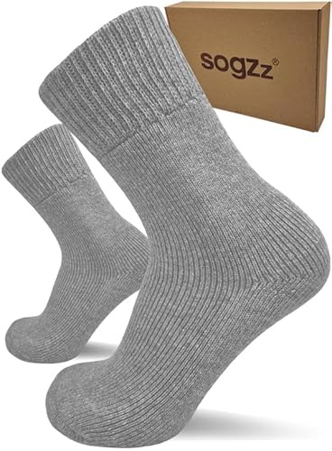 sogzz 2 paires de chaussettes chaudes pour diabétiques, chaussettes en laine, pour homme et femme, taille 35-50, chaussettes d'hiver en laine de mouton premium de haute qualité, chaussettes d'hiver