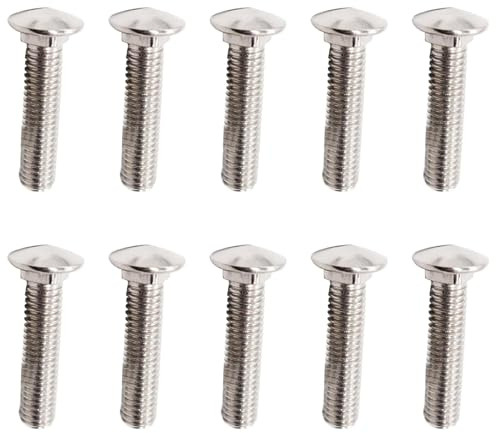 10 Pcs Cup Square Carriage Bolts, M8 x 25mm Stainless Steel Coach Screws, Coach Bolts for Wood, Drywall and Furniture