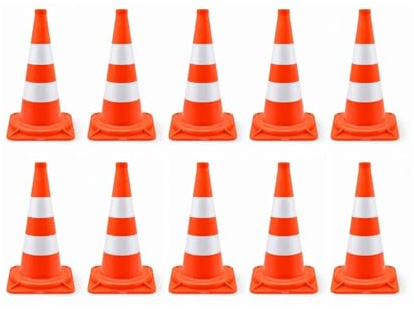 Coni Segnaletici Stradali 50 cm - Alta Visibilità - Ideale per Cantieri, Autoscuola, Traffico, Delimitazione, Magazzino, Sicurezza, Sport (10)