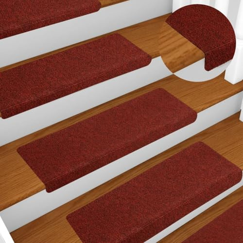 Snsowed Tappetini per Scale 5 pz Bordeaux 65x21x4 cm Tessuto Agugliato,Tappeti per Scale,Tappetini per Scale,Adesivi Antiscivolo per Tappeti-149730