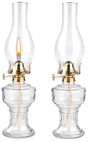 2 stycken fotogenlampor för inomhusbruk, retro oljelampa, oljelampor av glas, fotogenlampa utomhus oljelampa, klassiska fotogenlampor, vindtät dekorativ oljelampa för vardagsrum, matsal, trädgård