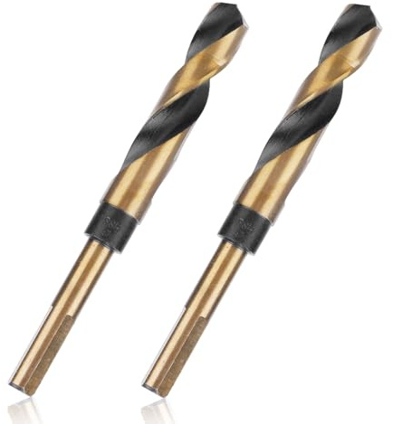 Fukaisu 2pz Punta Elicoidale a Gambo Ridotto da 16mm, Punta da Trapano in Acciaio Rapido al Cobalto per Rame Alluminio Ferro e Lavorazione del Legno Progetti Fai Da Te (Nero, Oro)