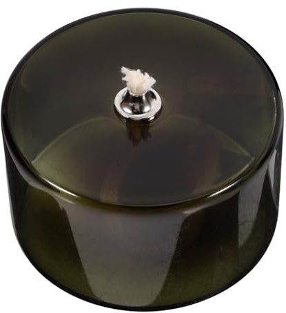 JOINPAYA Lampada a Olio in Vetro Creativa Piccola Verde Oliva Stoppino Metallico, Lampada a Cherosene Retrò per Decorazione Casa ed Illuminazione Interna Elegante