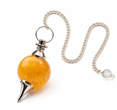 KULIA Gul Aventurin Kristallpendel för Slagruta, Reiki Chakra Balanserande Handsnidad Naturlig Kristallpunkt Ädelstenspendel Feng Shui Reiki Pendel