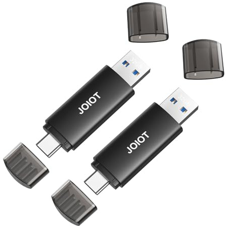 Pendrive USB C 32 GB 3.0 2 Unidades USB Stick OTG Mini Memory Stick Metal 2 en 1 USBC 32 GB Memory Stick High Speed Impermeable Flash Drive para iOS Android Teléfono Linux Laptop Negro