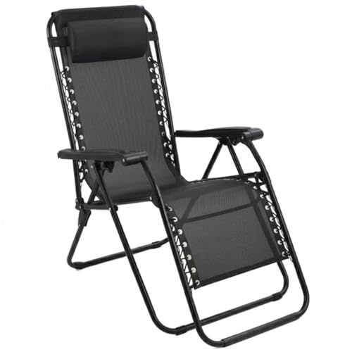Creaciones Llopis ARW Silla Hamaca Plegable Gravity para Exterior con Cojín, Tumbona Reclinable para Jardín, Piscina, Terraza, Playa, Estructura de Acero, Tejido Transpirable, 158x63x106 cm, Negro