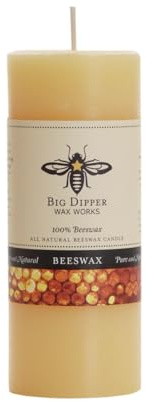 Big Dipper Wax Works 100% Pure Beeswax Pillar Candles (1 Pack) – 2 x 4.75 Handmade in USA, Long Burning Clean Soot-Free, Natural Honey Aroma, Eco-Friendly Cotton Wick, Home Décor & Meditation