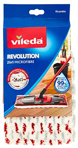 Vileda Revolution Panno Ricambio | Confezione da 1 | Adatto per Revolution e Revolution Turbo | per tutti i tipi di pavimento | Rimuove oltre il 99% di batteri solo con acqua.