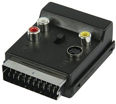 KnnX 28057 - Adaptador conmutable SCART Macho a SCART Hembra con Conectores RCA Phono y Conector S-Video - Euroconector a 2 x RCA Phono Audio, 1 x RCA Phono Video, 1 x S-Video Hembra