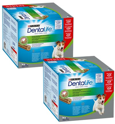 Purina Dentalife Daily Oral Care Snack Dentale per Cani Adulti di Taglia Piccola Sticks Igiene Orale 2 Confezioni da 54 Biscotti