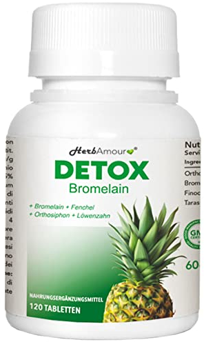 BROMELINA | 120 Compresse Ad Alto Dosaggio Con Bromelina + Orthosiphon + Tarassaco + Finocchio | Depura e Disintossica | Bromelina Integratore