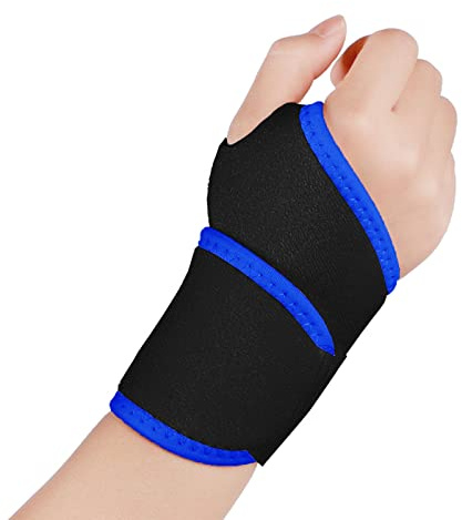 yeloumiss Wrist Support Brace 2 Pack Adjustable Wrist Strap Carpal Tunnel Wrist Support for Sports Protecting Arthritis Tendinitis Pain Relief, One Size Fits Left or Right Hand (Blue)