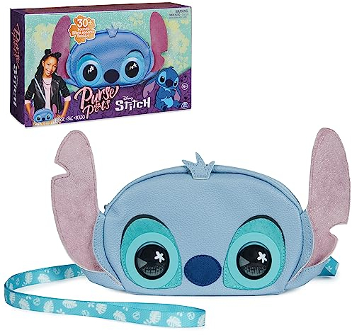 Purse Pets, Disney Stitch - Bolso interactivo para mascotas y niñas con licencia oficial, más de 30 sonidos y reacciones, bolsa cruzada, para niños