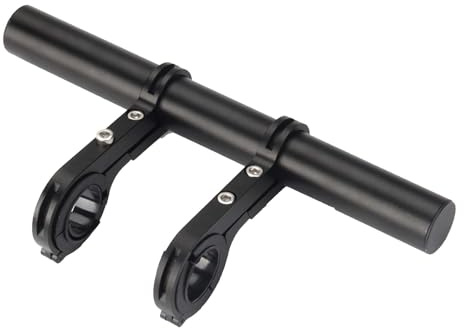 Ezweiji Bicicleta Manillar Extensión, Diámetro De 25,4-31,8 Mm Bicicleta Manillar Extensión con Dos Soportes De Manillar Soporte para Linterna Smartphones Dispositivos GPS (Negro)
