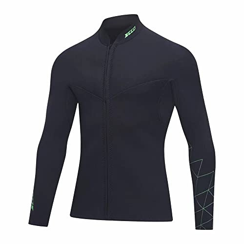 Top in neoprene da 3mm per uomo - Cerniera frontale, giacca a maniche lunghe per immersioni subacquee, snorkeling, nuoto e surf (S, 3mm-Uomo)