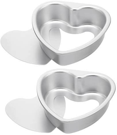 CIYODO Confezione Da 2 Teglie Per Torta A Forma Di Cuore in Metallo Per Forno Teglia Per Cheesecake Fondo Staccabile Mini Per Torta Per Cottura Forno Non Per Uso Quotidiano