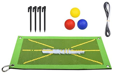 iFCOW Golf Training Swing Mat, Analyse Swing Path and Correct Stance Posture, Golf Practice Hitting Mat Shows Swing Path for Indoor Outdoor