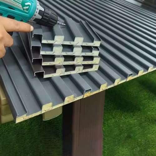 HWLL Pannelli di Copertura in Metallo con Riempimento in Policarbonato, Ondulate Impermeabili per Tutte Le Stagioni, Pannelli di Copertura per Pensiline per Garage con Pergolato