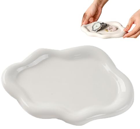 Eabdice Plateau à Bijoux en Céramique, Coupelle Bijoux en Forme de Nuage, Bol à Bijoux Petit Plateau de Clés, pour Bijoux Fins Fête des Mères, Noël, Thanksgiving