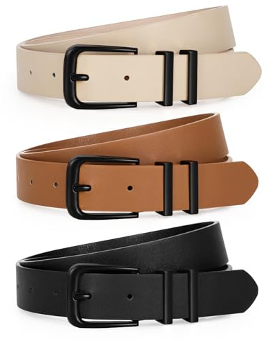 WERFORU 3 Pièces Ceintures Femmes Mode avec Boucle Dorée/Argentée, Ceinture Élégante Femme pour Jeans,Robes & Pantalons