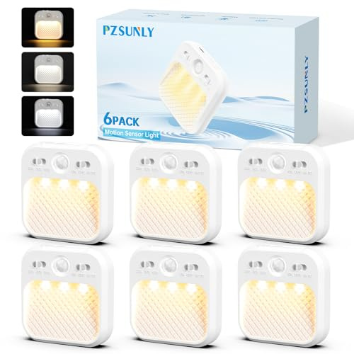Luce Notturna - 6 Pezzi Lampada con Sensore di Movimento, Luci con Sensore di Movimento (3000K,4500K,6000K) Bianca Regolabili, Illuminazione Magnetica per Corridoio, Scale, Camera da Letto, Cucina