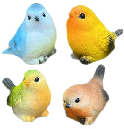 Figures d'oiseaux | Figures décoratives d'oiseaux de 1,57 pouce | Accessoires de jardin de fées | Moideaux réalistes en résine 3x3x4cm, 4 séries à la série résistante aux intempéries et charmantes