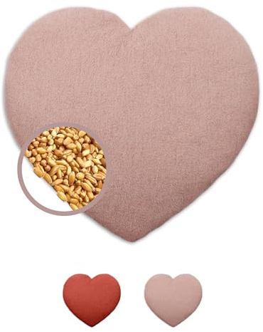 LESCHI Bolsa Semillas Microondas de 100% Algodón y Trigo Orgánicos, Saco Térmico de Semillas ideal para Dolores Menstruales, Cólicos y Dolor Abdominal, Saco de Semillas en forma de corazón, rosa