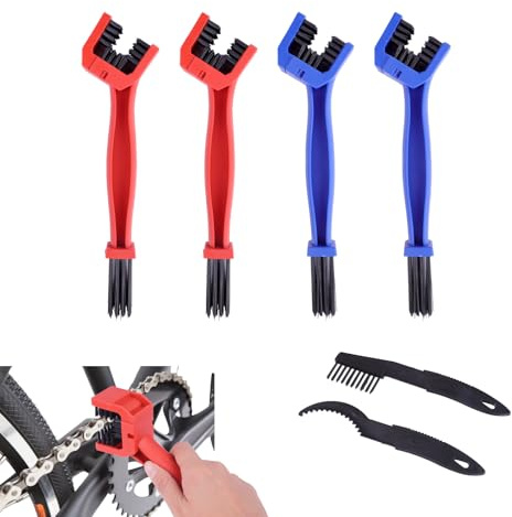 4 Pezzi Kit di Pulizia Catena per Moto e Bicicletta, Pulisci Catena Bici, Spazzola Catena Moto, Spazzole per Catena, Rimuovere Sporco da Catene, Ingranaggi di Veicoli e Attrezzature Domestiche