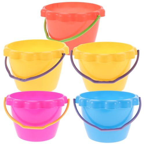 Abaodam Set 5 Pezzi Secchielli di Sabbia in Plastica per Giocattoli da Spiaggia Leggeri e Resistenti per Gioco All’Aperto in Giardino e Spiaggia Colore Casuale Colore Casuale