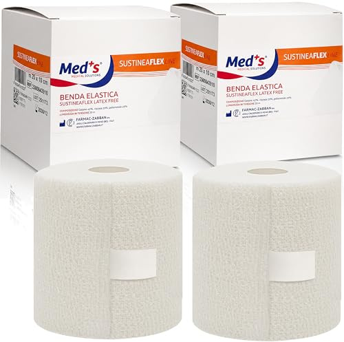 2 Rotoli di Benda elastica coesiva SENZA LATTICE (20 Metri x 10 cm) Bende Elastiche coesive per Bendaggio, Fissaggio Medicazione, Fratture Leggere