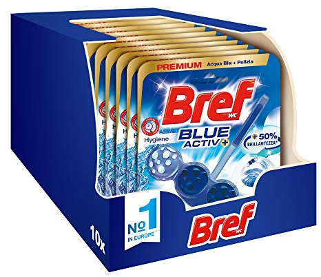 Bref WC Blue Activ + Detergente WC, Pulizia e Freschezza per il tuo WC, Formato Scorta da 10 confezioni