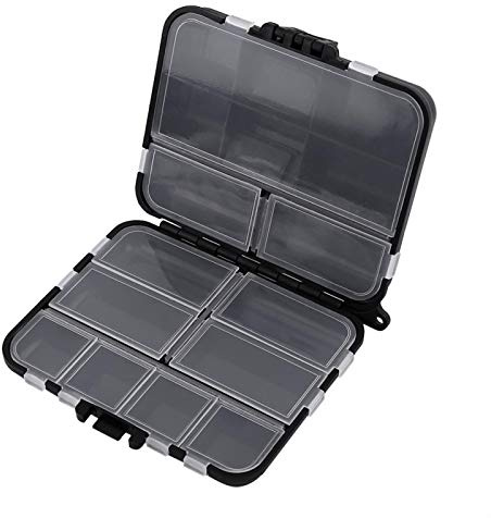 Cajas de aparejos de pesca, caja de almacenamiento de cebo de plástico, con 26 compartimentos individuales, caja de almacenamiento de cebo de plástico negro portátil