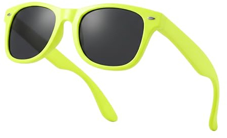 Komonee Drifter Sunglasses UV400 Protection Neon Yellow Classic Style Retro Sun Shades Eye Glasses Unisex For Men Women Cycling Sports Fishing Travel – Lightweight Frame Fashion Eyewear Outdoors