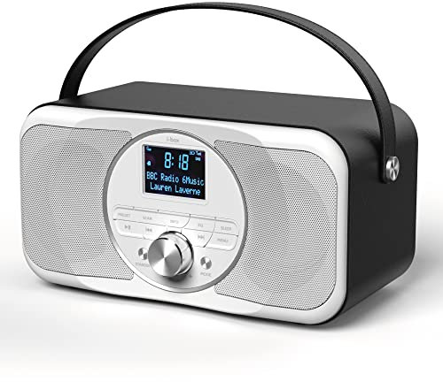 i-box DAB Radio Portable, DAB Plus Radio, FM Radio, Portable Bluetooth Speaker, Digital Radio, USB Charging for 15 Hours Playback, 20W Stereo Speakers, Rechargeable, LED Display, Dynamic Range Control